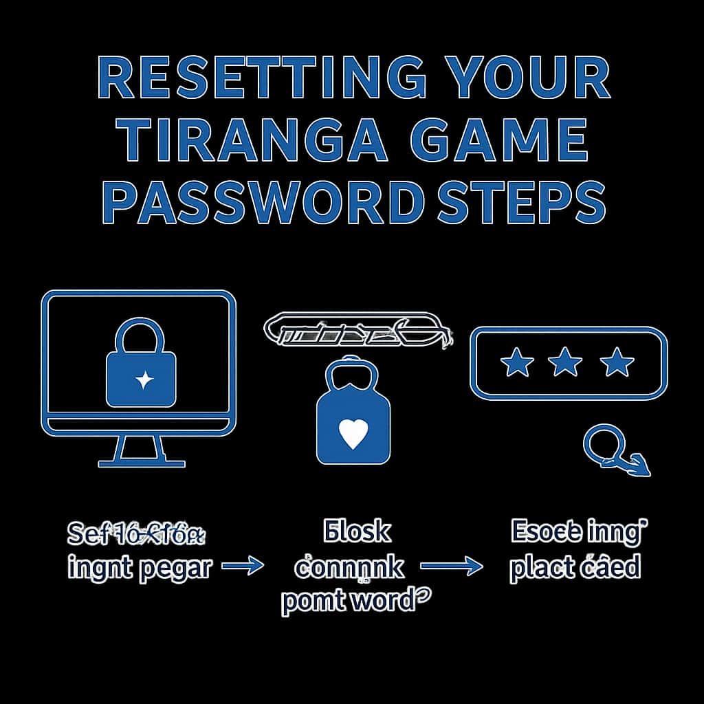 Illustration showing the steps to reset the Tiranga Game password.