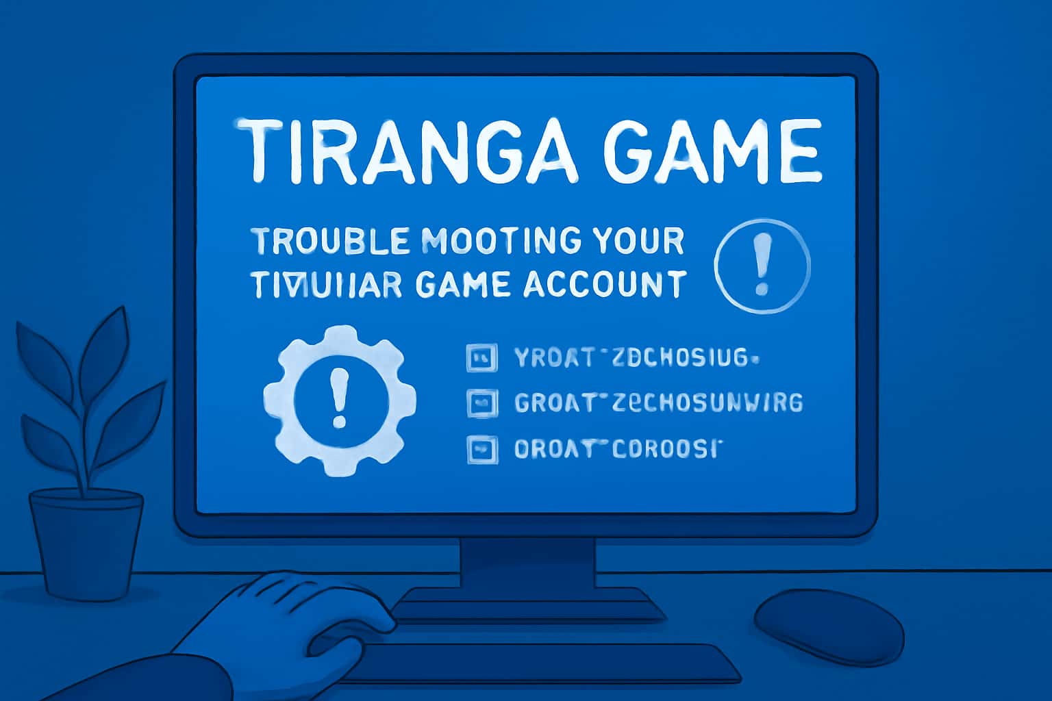 An informative scene illustrating how to troubleshoot issues with your Tiranga Game account.